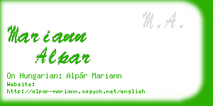 mariann alpar business card